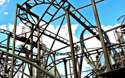 Low angle view of built structure against blue sky