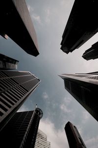 Low angle view of skyscrapers against sky