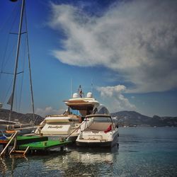 Boats sailing in sea