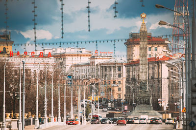 Low angle view of buildings in city