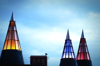 Low angle view of built structure against blue sky