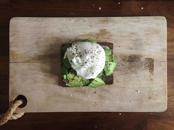 High angle view of breakfast on table