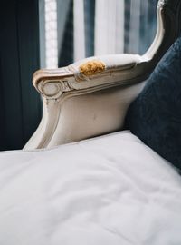 White shoes on bed at home