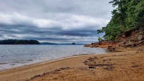 Scenic view of beach against sky