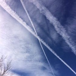 Low angle view of vapor trail in sky