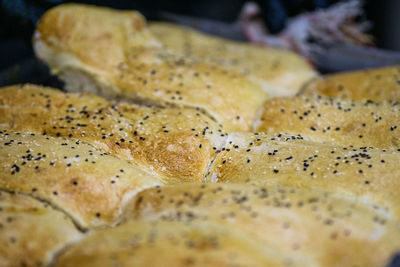 High angle view of bread on table