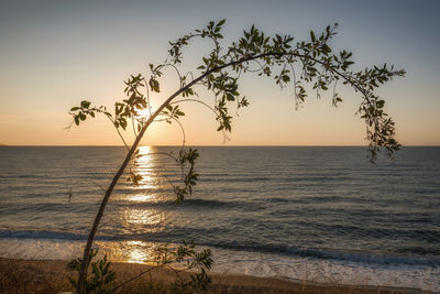 Scenic view of sea against sky at sunset