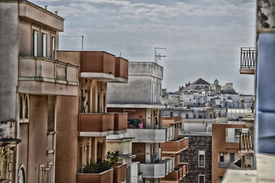 High angle view of buildings in town