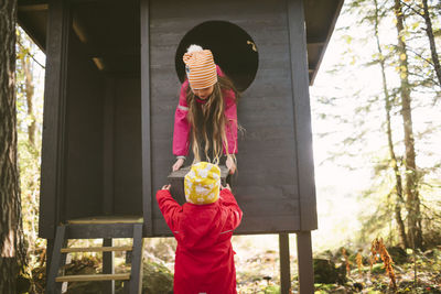 Girls playing on playground