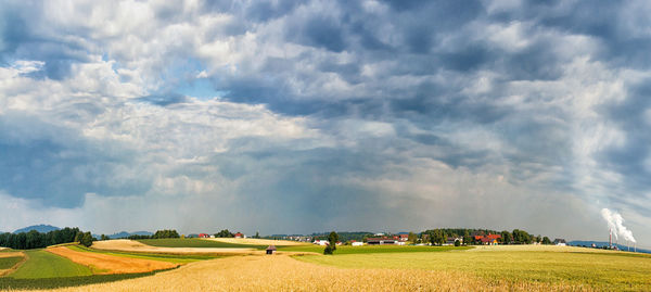 Scenic view of land against sky