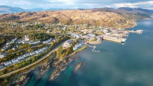 Kyle of lochalsh from the air. picturesque scottish village