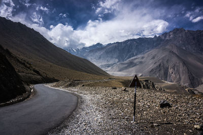 Panoramic view of snowcapped mountains against sky