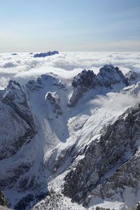 Winter view of thedolomites from the top of marmolada