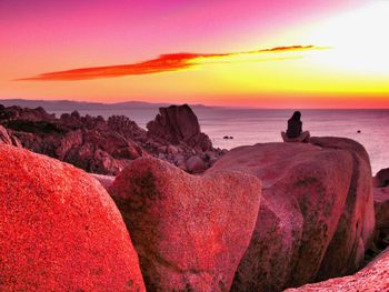 Scenic view of sea at sunset