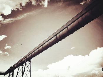 Low angle view of bridge over lake against sky