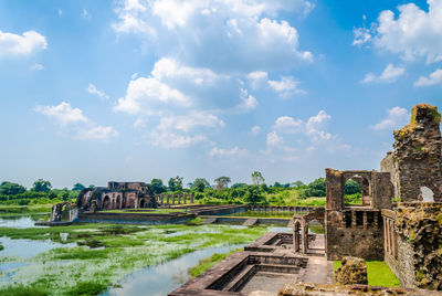 Abandoned built structures on landscape