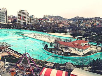 High angle view of city