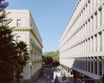 View of buildings against clear sky