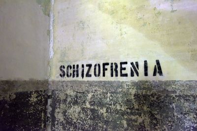 Close-up of text on wall