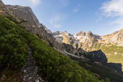 Panoramic view of rocky mountains against sky