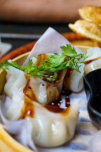 Close-up of meal served in plate