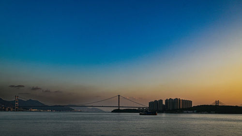 View of suspension bridge at night