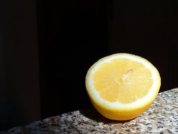 Close-up of lemon on table