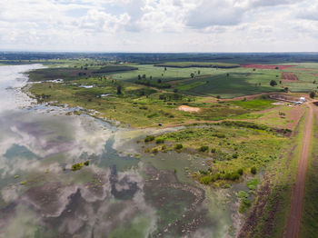 Scenic view of land against sky