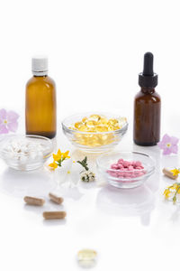 Close-up of medicines on table