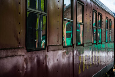 Close-up of old train window