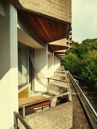 Empty staircase of building against sky