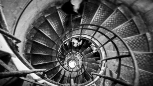 Directly below shot of spiral staircase