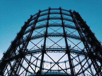 Low angle view of building against blue sky