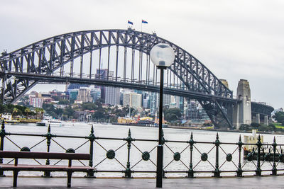 View of bridge against cloudy sky