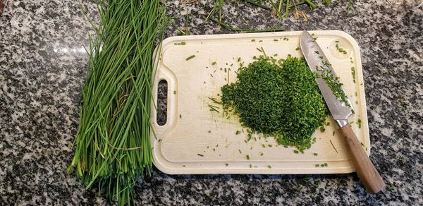 High angle view of vegetables in container