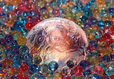 High angle view of bubbles in glass