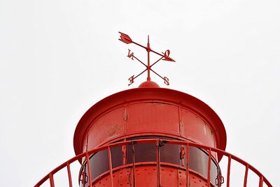 Low angle view of red tower against clear sky