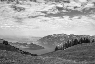 Scenic view of mountains against sky