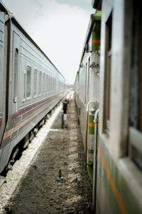 Train on railroad station platform