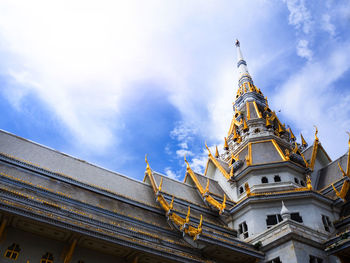 Low angle view of temple building against sky