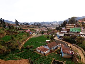 Panoramic view of city against clear sky