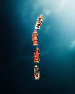 Wooden boats on a lake