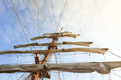 Low angle view of sailboat against sky