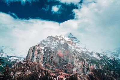 Panoramic view of snowcapped mountains against sky