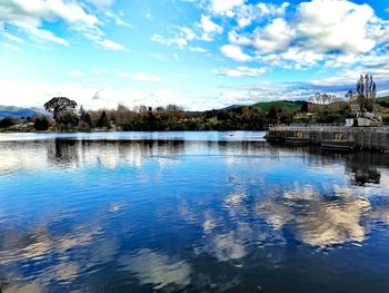 Scenic view of lake against sky