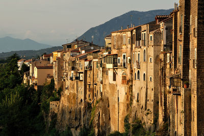 Panoramic view of residential district against sky