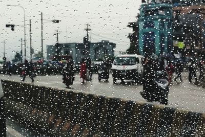 Rain drops on city street