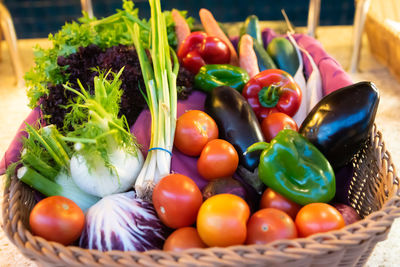 Close-up of vegetables in basket