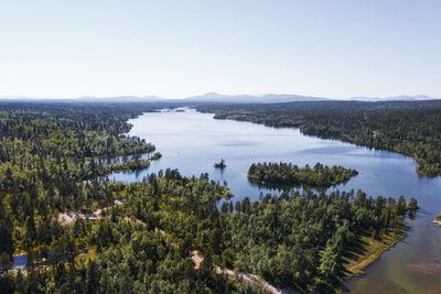 High angle view of landscape with lake