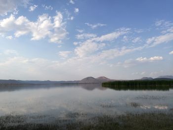 Scenic view of lake against sky